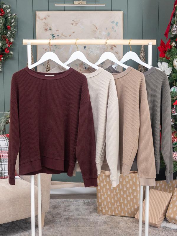 Corded Cotton Spandex Knit Pullover | S - 3XL