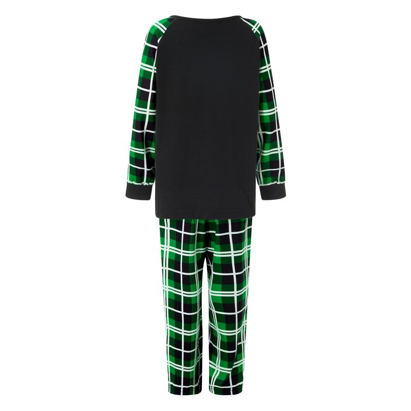 Christmas Family Pajamas Matching Set, Long Sleeve Letters Print T-shirt with Plaid Pants Sleepwear Loungewear family christmas pajamas