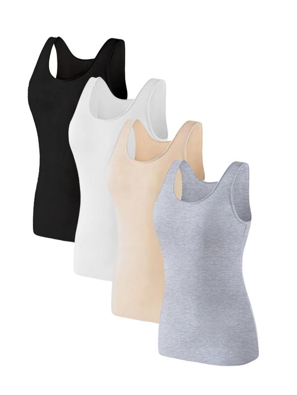 Women's Solid Scoop Neck Tank Top, Casual Comfy Breathable Sleeveless Top for Daily Wear, Pj Top, Ladies Sleepwear for All Seasons, Tops for Women, Women's Tops