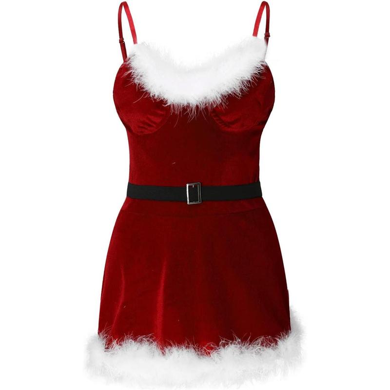 Sexy Christmas Lingerie Set Holiday Outfits Santa Chemise Exotic Nightgowns Mesh See Through Sleepwear Teddy Nightdress