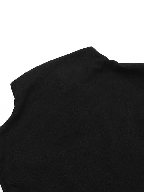 Women's Moon Design Fringe Trim Cut Out Crop Top, Punk Fashion Casual Contrast Mesh Sleeveless Top for Daily Outdoor Wear, Women Clothing for Fall