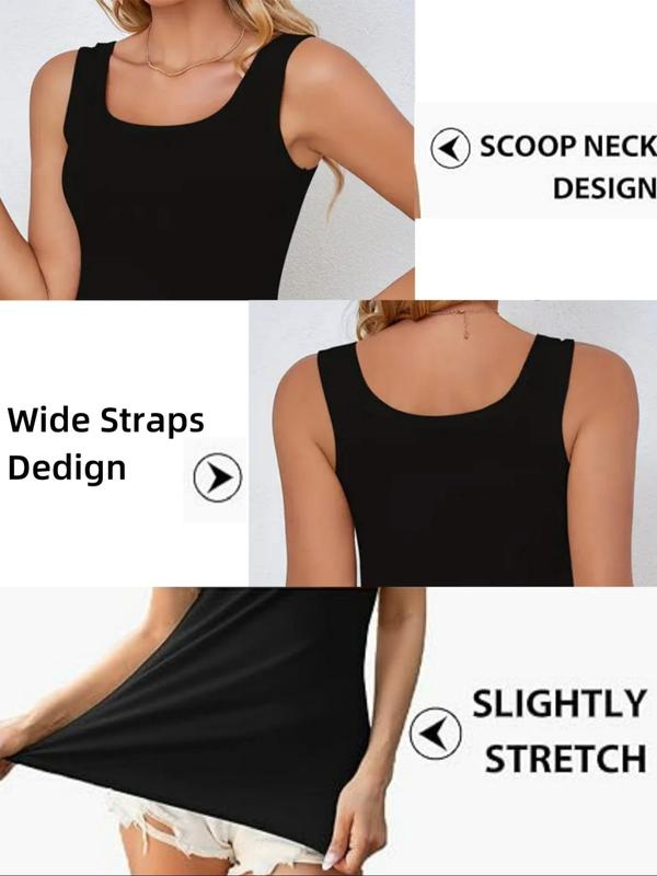 Women's Solid Scoop Neck Tank Top, Casual Comfy Breathable Sleeveless Top for Daily Wear, Pj Top, Ladies Sleepwear for All Seasons, Tops for Women, Women's Tops