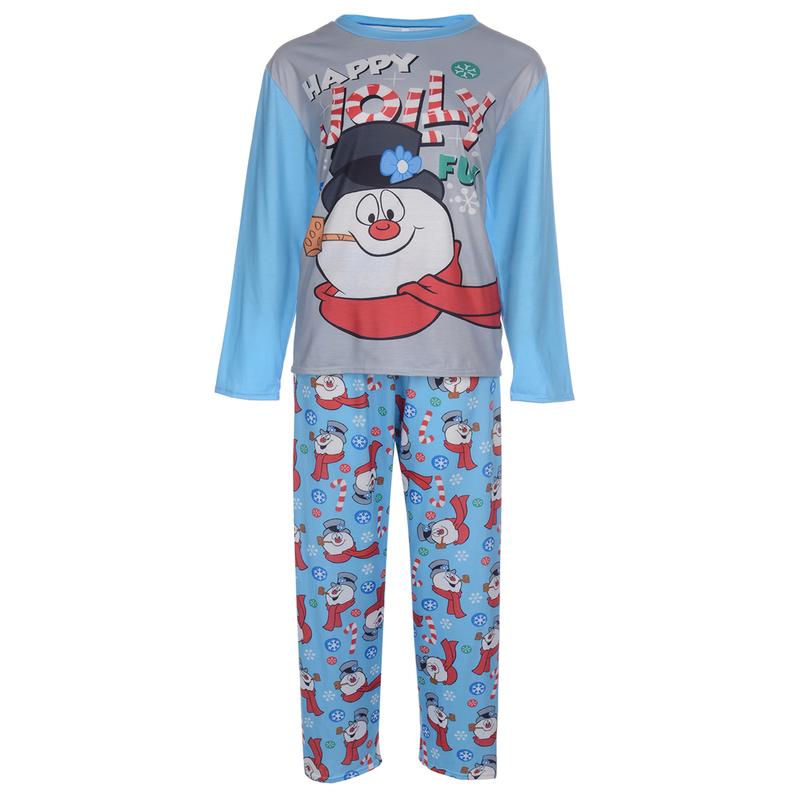 Cartoon Snowman Pattern Matching Christmas Pajamas For Family, Long Sleeve Cartoon Snowman Pattern Christmas Pjs