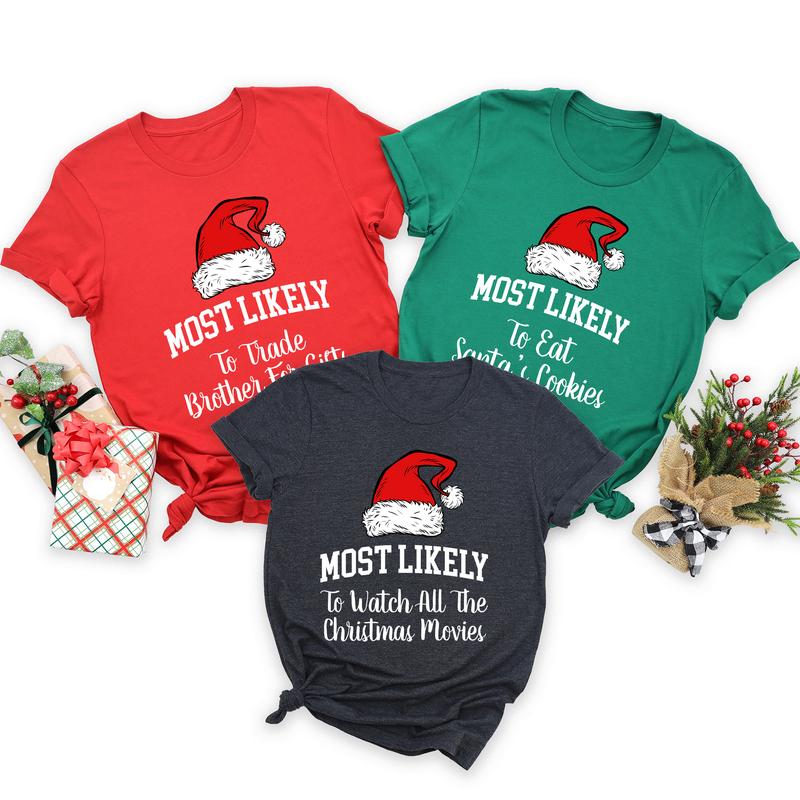 Christmas Family Party Tees - Most Likely To Xmas - 20 Designs - Womenswear - Menswear Clothing - Tshirts