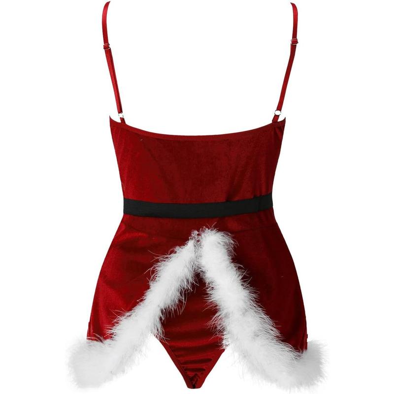 Sexy Christmas Lingerie Set Holiday Outfits Santa Chemise Exotic Nightgowns Mesh See Through Sleepwear Teddy Nightdress