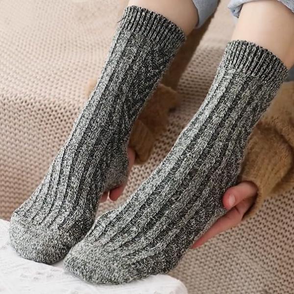 5 Pairs Women's Wool Socks Winter Warm Thick Knitted Soft Casual Mid-calf Boot Socks Gift