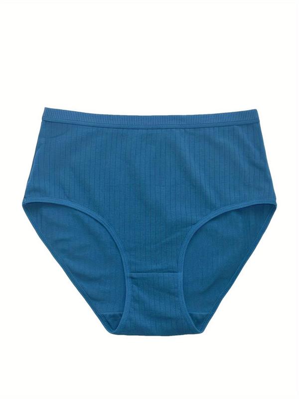 Women's 4pcs Basic Solid High Waist Knicker, Breathable Comfortable High Rise Panty for Daily Wear, Women Underwear for All Seasons