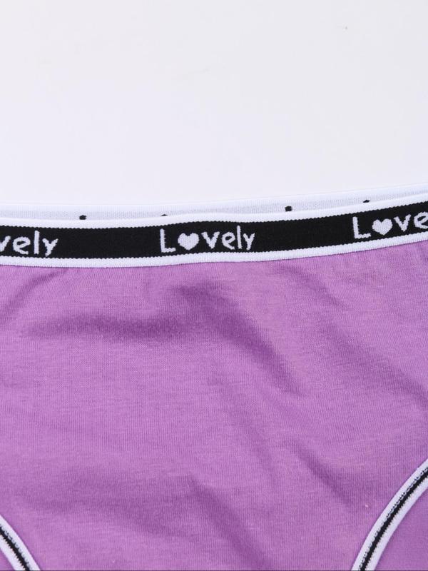 Women's Solid Color Panty, Breathable Comfortable Letter Tape Waist Panties for Daily Wear, Ladies Underwear for All Seasons