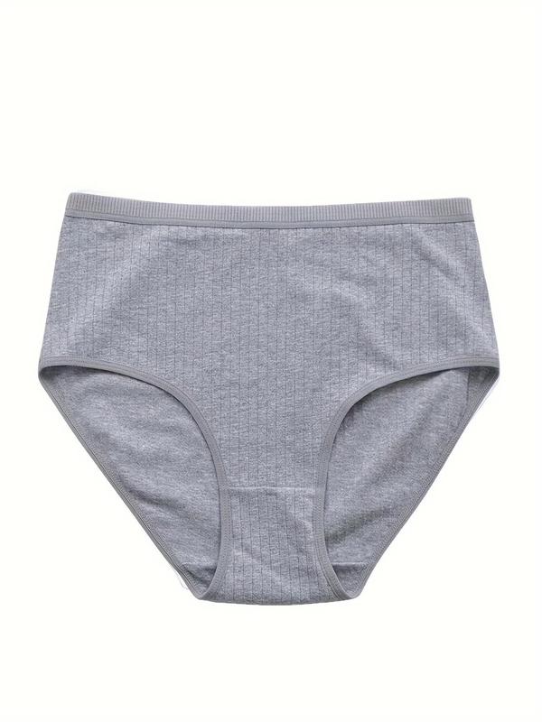 Women's 4pcs Basic Solid High Waist Knicker, Breathable Comfortable High Rise Panty for Daily Wear, Women Underwear for All Seasons