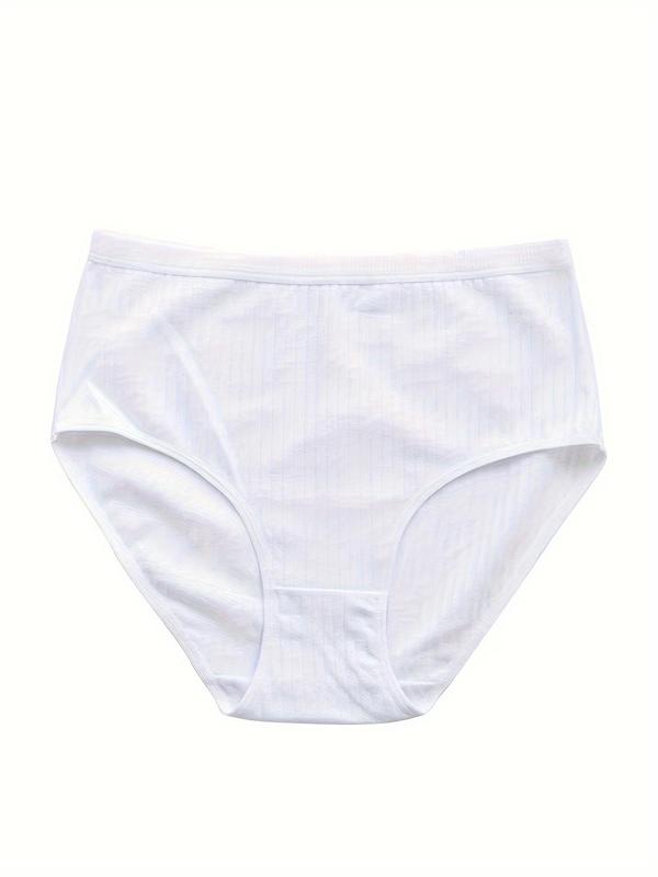 Women's 4pcs Basic Solid High Waist Knicker, Breathable Comfortable High Rise Panty for Daily Wear, Women Underwear for All Seasons