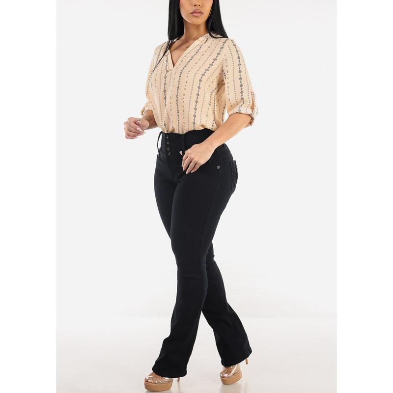 MX JEANS Butt Lift High Waist Black Bootcut Jeans